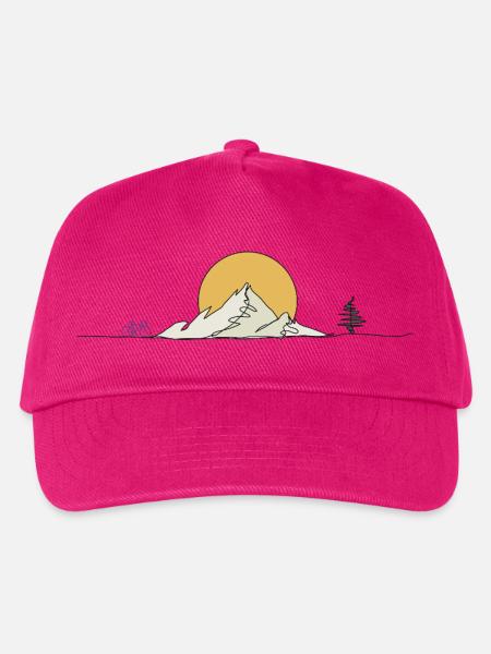 Berglandschaft: Radfahrer und Sonne - Kinder Basecap - Fuchsia