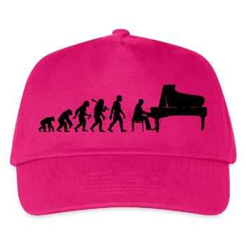 Retro Klavierspieler Evolution Pianist mit Piano - Kinder Basecap - Fuchsia - Vorne