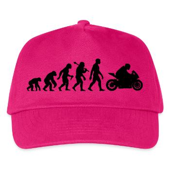 Motorrad Evolution Biker lustiger Motorradfahrer - Kinder Basecap - Fuchsia - Vorne