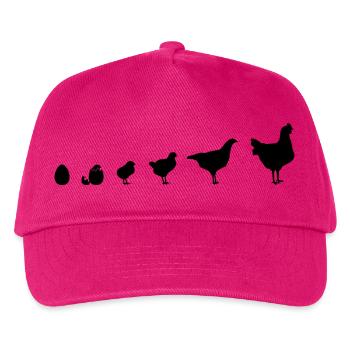 Hühner Fans -  Hahn - Gockel - Küken - Ei - Bio - Kinder Basecap - Fuchsia - Vorne