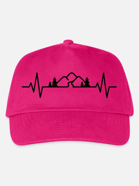 Wandern Natur Outdoor Berge – Herzschlag EKG Puls - Kinder Basecap - Fuchsia
