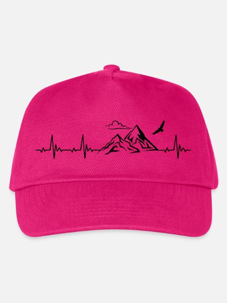 Berg Berge Gebirge Heartbeat Frequenz Puls EKG - Kinder Basecap - Fuchsia