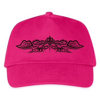 Filigranes Tribal Tattoo mit Krokodilen - Kinder Basecap - Fuchsia - Vorne