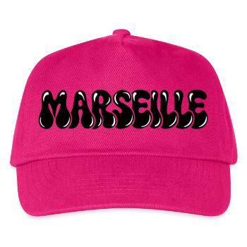 Marseille Fett Blasentext Schwarz - Kinder Basecap - Fuchsia - Vorne