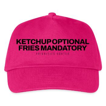 Pommes - Ketchup Optional Fries Mandatory - Fastfo - Kinder Basecap - Fuchsia - Vorne