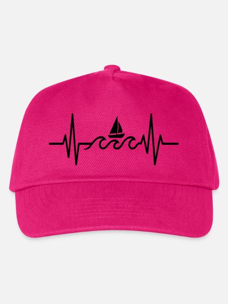 Boot Heartbeat Line Minimalistisches Segeldesign - Kinder Basecap - Fuchsia