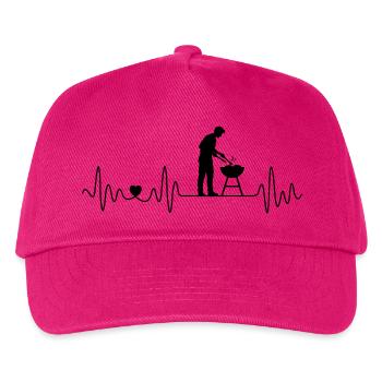 Grillen Herzschlag für BBQ Grillteufel Grillsaison - Kinder Basecap - Fuchsia - Vorne
