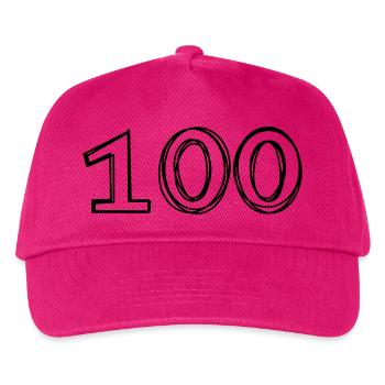 Zahl 100 handgezeichnet - Kinder Basecap - Fuchsia - Vorne