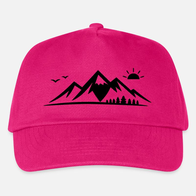 Bergsilhouette mit Sonne - Kinder Basecap - Fuchsia