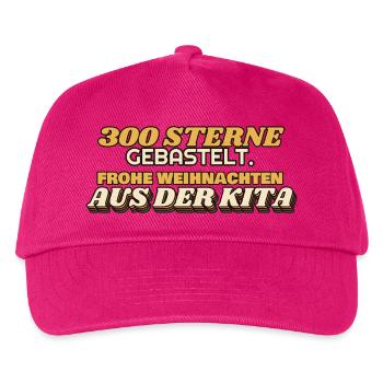 300 Sterne gebastelt - Frohe Weihnachten Kita - Kinder Basecap - Fuchsia - Vorne