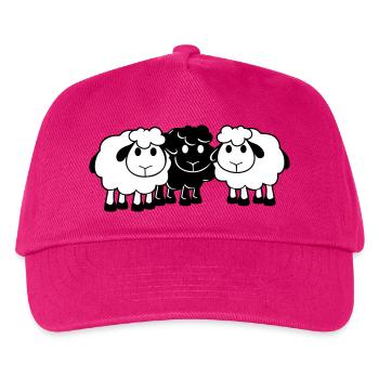 Schwarzes Schaf 3 Freunde Team Crew Schäfchen Süß - Kinder Basecap - Fuchsia - Vorne