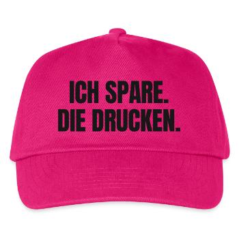 Ich spare. Die drucken. hell - Geld Inflation - Kinder Basecap - Fuchsia - Vorne