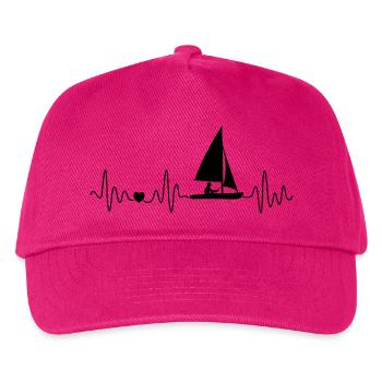 Retro Segeln Herzschlag Mit Segelboot Für Segler - Kinder Basecap - Fuchsia - Vorne