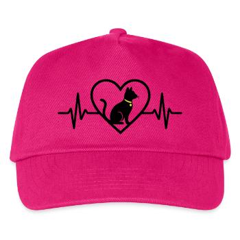 Katze Herz Silhouette Süß Pet Lover Geschenk - Kinder Basecap - Fuchsia - Vorne