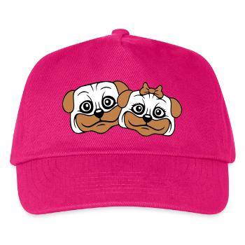 2 Dogs Pug Man Woman Couple Two In Love Love - Kids’ Baseball Cap - fuchsia - Front