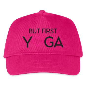 Ok, But First Yoga - Kids’ Baseball Cap - fuchsia - Front