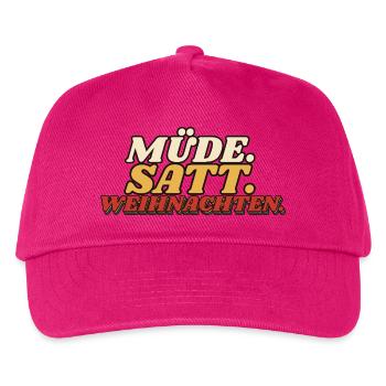 Müde. Satt. Weihnachten. - Retro Spruch - Kinder Basecap - Fuchsia - Vorne