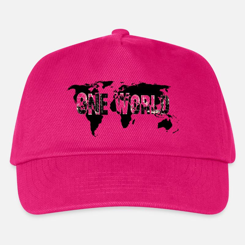 One World -White - Kinder Basecap - Fuchsia