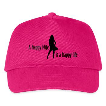 Happy Wife - Happy Life - Kids’ Baseball Cap - fuchsia - Front