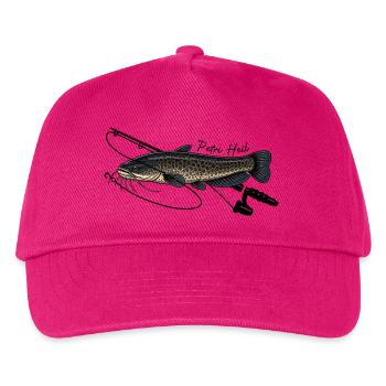 Angeln mit Rute Wels Fisch Petri Heil - Kinder Basecap - Fuchsia - Vorne