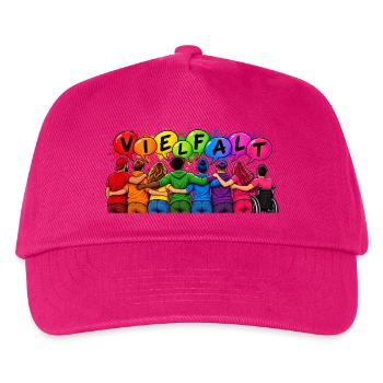 Vielfalt verbindet – Gemeinsam sind wir bunt - Kinder Basecap - Fuchsia - Vorne