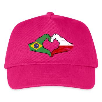Brazil Poland Flag Hand Shape Heart Shape Used - Kids’ Baseball Cap - fuchsia - Front