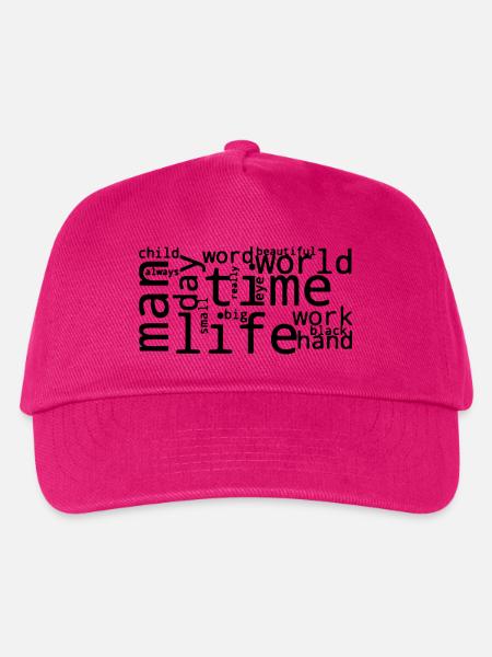 Stilisierte häufige englische Wortwolke - Kinder Basecap - Fuchsia
