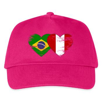 Brazil Peru Flag Hands Heart Shape Used - Kids’ Baseball Cap - fuchsia - Front