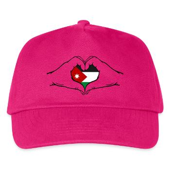 Jordanien Flagge Hände Herzform - Kinder Basecap - Fuchsia - Vorne