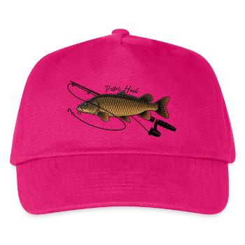 Angeln mit Rute Karpfen Fisch Petri Heil - Kinder Basecap - Fuchsia - Vorne