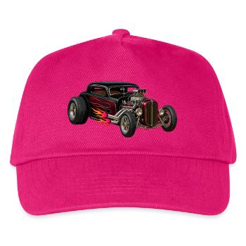 Flammenhotrod mit Chrommotor - Kinder Basecap - Fuchsia - Vorne