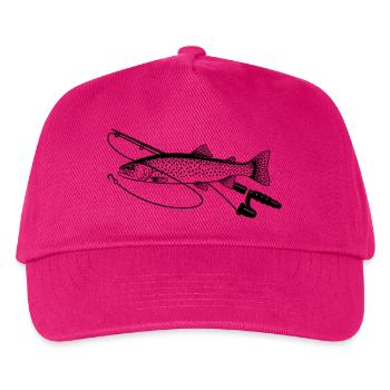 Forelle Fisch angeln mit Rute Petri Heil - Kinder Basecap - Fuchsia - Vorne