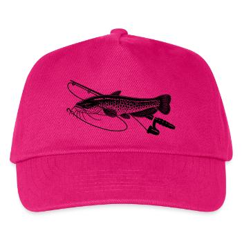 Wels Fisch angeln mit Rute Petri Heil - Kinder Basecap - Fuchsia - Vorne
