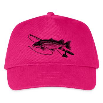 Karpfen Fisch angeln mit Rute Petri Heil - Kinder Basecap - Fuchsia - Vorne