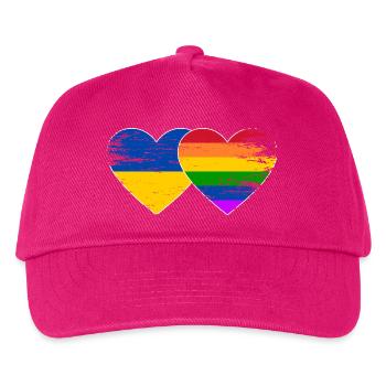 Ukraine Regenbogen Flagge Herz used - Kinder Basecap - Fuchsia - Vorne