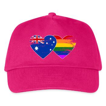 Australien Regenbogen Flagge Herz used - Kinder Basecap - Fuchsia - Vorne