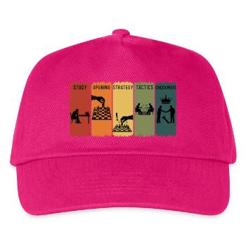 Retro Schachschritte Eröffnungsstrategie Schachmatt - Kinder Basecap - Fuchsia - Vorne