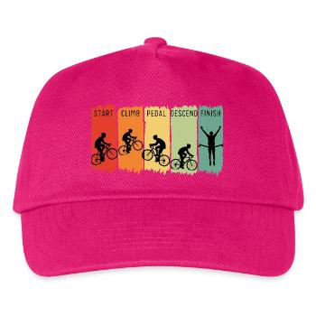 Retro Cycling Steps Start Climb Pedal Finish - Kinder Basecap - Fuchsia - Vorne