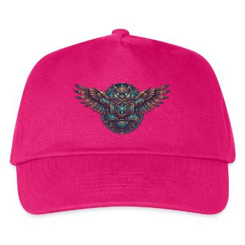 Steampunk Eulen Uhrwerk - Kinder Basecap - Fuchsia - Vorne