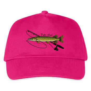 Angeln mit Rute Hecht Fisch Petri Heil - Kinder Basecap - Fuchsia - Vorne