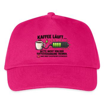 Kaffee läuft, Akku lädt – Geschenk Büro - Kinder Basecap - Fuchsia - Vorne