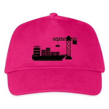 Sea container boat with crane unloading - Kids’ Baseball Cap - fuchsia - Front