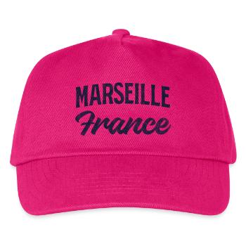 Marseille Frankreich Retro Script - Kinder Basecap - Fuchsia - Vorne
