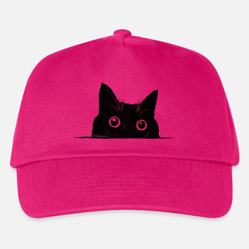 Guckende Katze schwarz - Kinder Basecap - Fuchsia