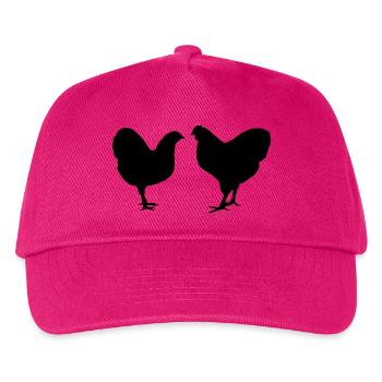 Hühner Fans -  Hahn - Gockel - Küken - Wyandotten - Kinder Basecap - Fuchsia - Vorne