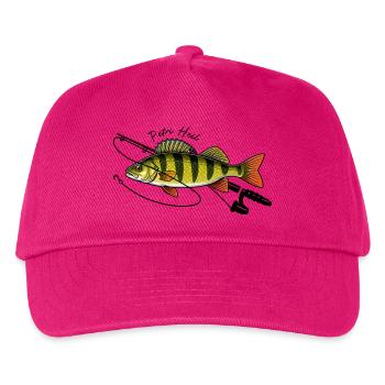 Angeln mit Rute Barsch Fisch Petri Heil - Kinder Basecap - Fuchsia - Vorne