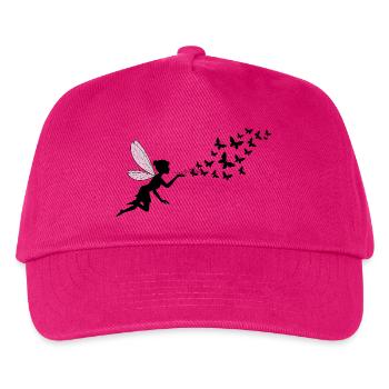 Schmetterlingdesign Pusteblumen Wiese Herzen Feen - Kinder Basecap - Fuchsia - Vorne