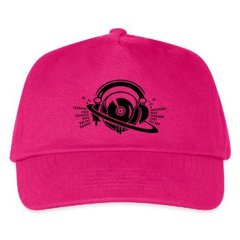 A DJ turntable console with headphones and - Kids’ Baseball Cap - fuchsia - Front