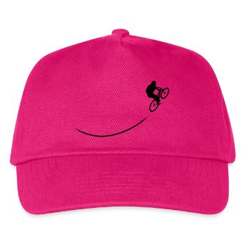 Mountainbiker fährt bergauf mit Spurlinie - Kinder Basecap - Fuchsia - Vorne