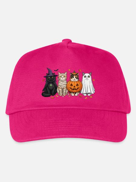 Halloween Kitty Quartett - Kinder Basecap - Fuchsia